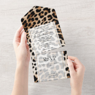 Creme Black Leopard Print All In One Einladung