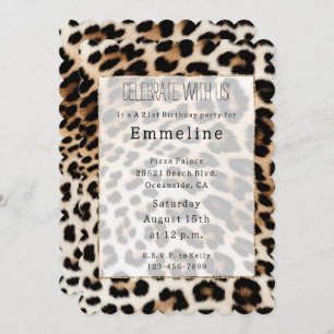 Creme Black Leopard Print Einladung