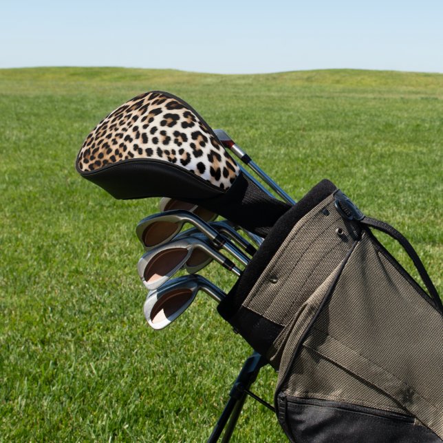 Creme Black Leopard Print Golf Headcover (In SItu)