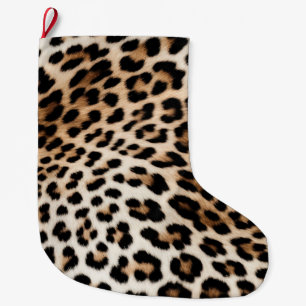 Creme Black Leopard Print Großer Weihnachtsstrumpf