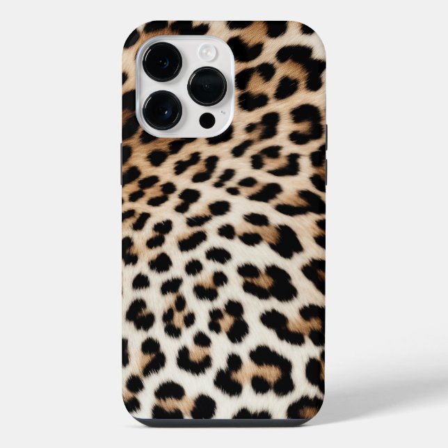 Creme Black Leopard Print iPhone 14 Pro Max Hülle (Rückseite)