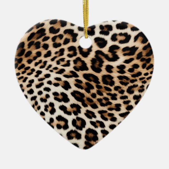 Creme Black Leopard Print Keramik Ornament (Vorne)