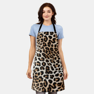 Creme Black Leopard Print Schürze