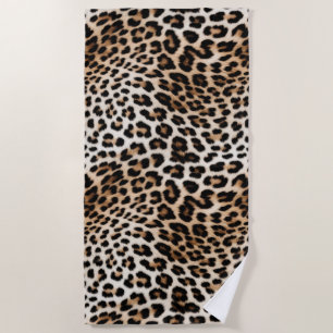 Creme Black Leopard Print Strandtuch