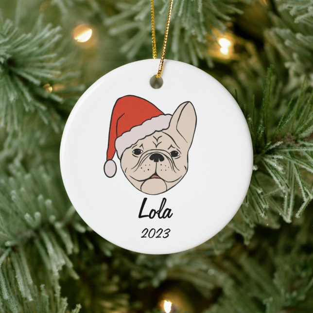 Crème/Blanc Français Santa Hat Ornement de Noël (Arbre)