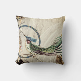 Creme & Blue Hummingbird Abstrakte Wirbel Kissen
