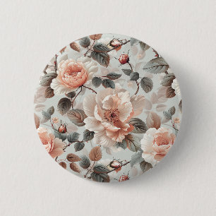 Creme-Blume mit grauen Blätter auf einem hellgraue Button