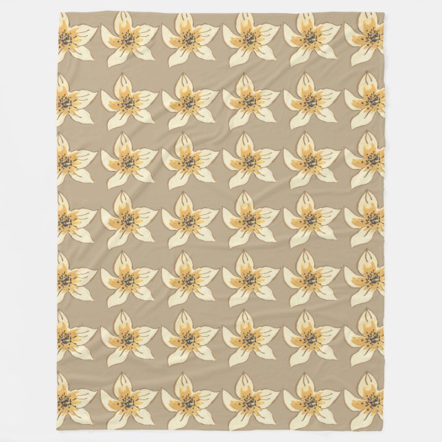 Creme Blume Muster Creme Blume Muster Fleecedecke (Vorderseite)