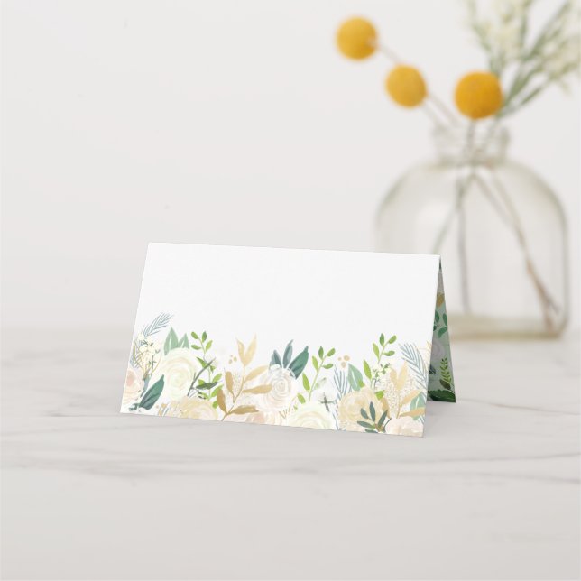 Creme Blume und Blumenzwiebeln Platzkarte (Vorderseite)