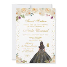 Creme Blumen Dunkle Haut Prinzessin Sweet Sixteen