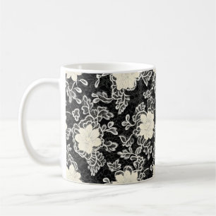 Creme Blumenmuster Spitze Zart Kaffeetasse