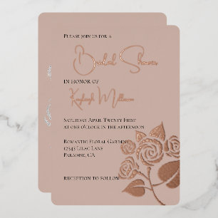 Creme Blush Diamonds Rose Brautparty Folieneinladung