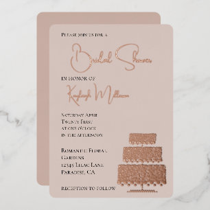 Creme Blush Glam Diamonds Cake Brautparty Folieneinladung