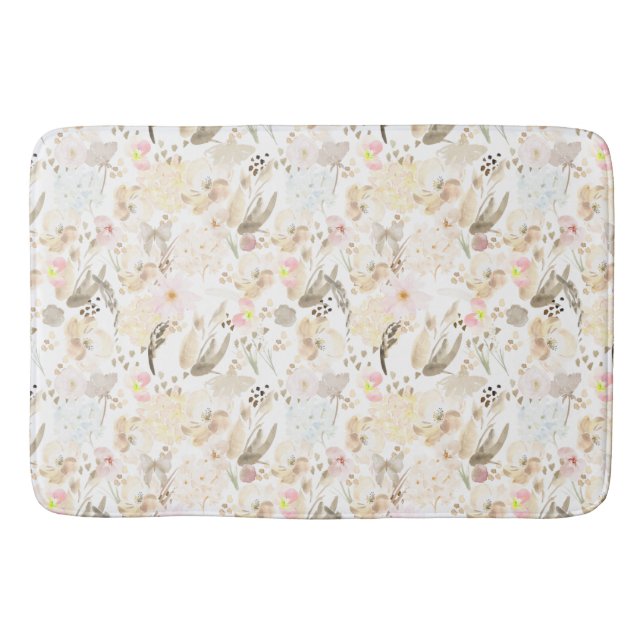 Creme Blush Pink Floral Badematte (Vorderseite)