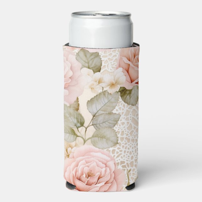 Creme Blush Pink Roses Brautparty Selters Dosenkühler (Seltzer Vorderseite)