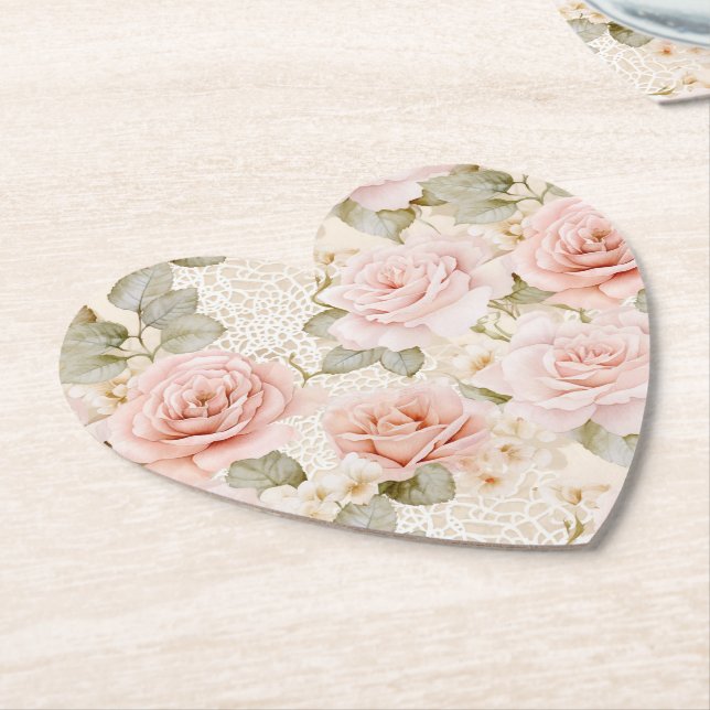 Creme Blush Pink Roses Brautparty Untersetzer (angewinkelt)