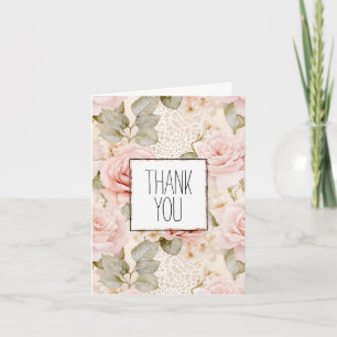 Creme Blush Pink Roses Floral Vielen Dank Karte