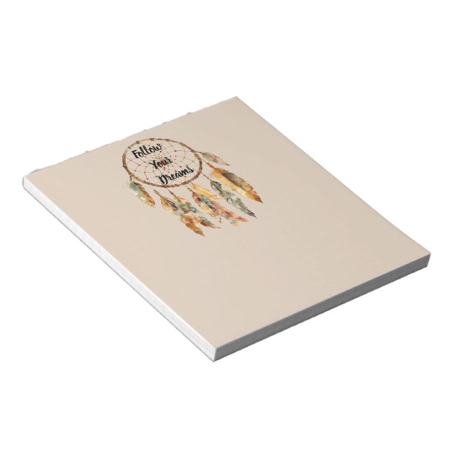 Creme Boho Federn Traumfänger Notizblock (angewinkelt)