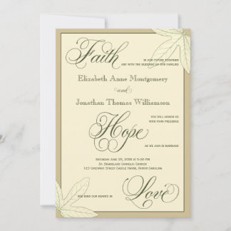 Creme Botanical Print Christlich Hochzeitseinladun Einladung
