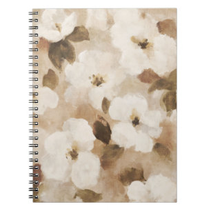 Creme Braun Beige Abstrakte Blumen Notizblock