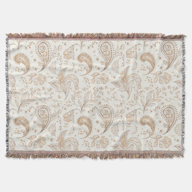 Creme Braun Boho Bohemian Decke (Vorderseite)