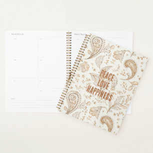 Creme Braun Boho Bohemian Planer