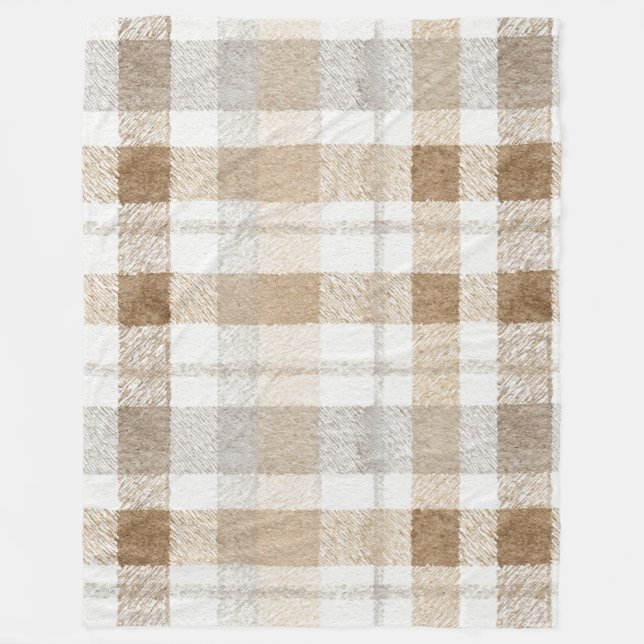 Creme Braun Grau Streifen Fleecedecke (Vorderseite)
