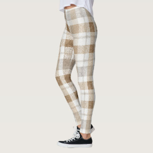 Creme Braun Grau Streifen Leggings