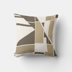 Creme Braun Taupe auf Weißem Geometrischen Abstrac Kissen