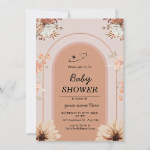 Creme braune boho Baby Girl Dusche Einladung