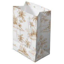 Creme Braune Tropische Insel Palmen Hochzeit Mittlere Geschenktüte