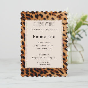 Creme Brown Black Leopard Gold Glitzer Einladung
