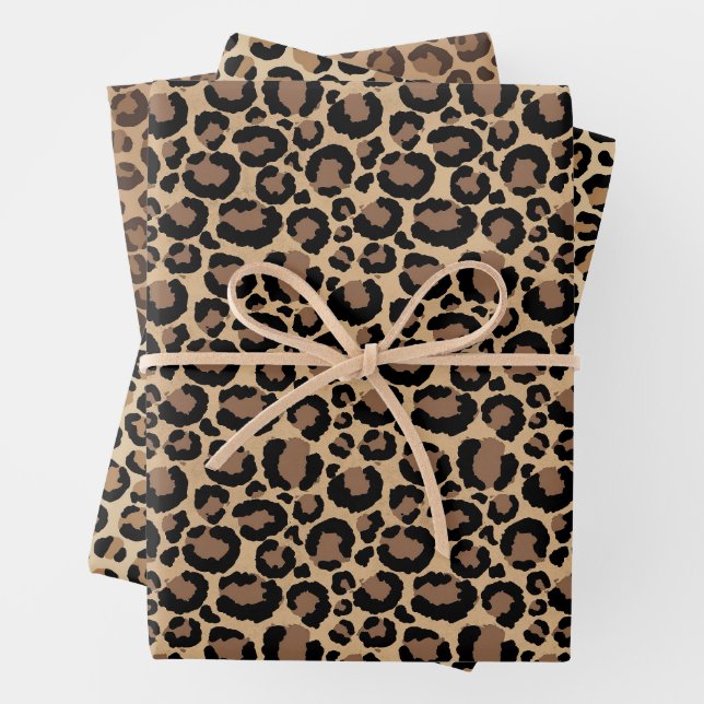 Creme Brown Leopard Print Geschenkpapier Set (Beispiel)