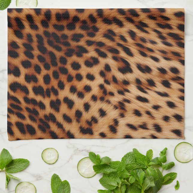 Creme Brown Leopard Print Geschirrtuch (Gefaltet)