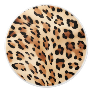 Creme Brown Leopard Print Keramikknauf