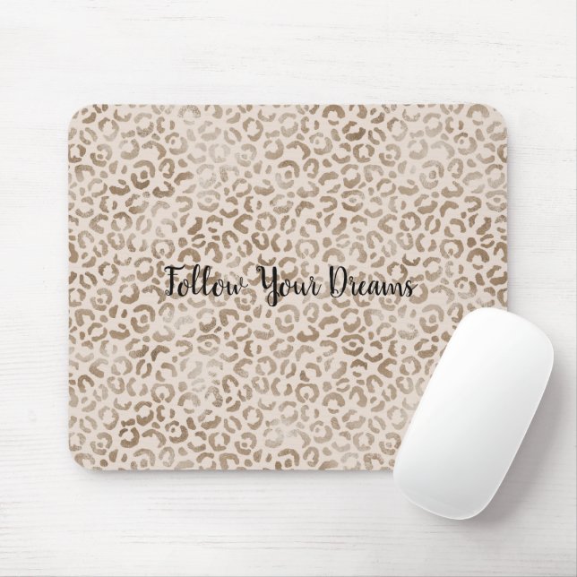 Creme Brown Leopard Print Mousepad (Mit Mouse)