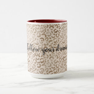 Creme Brown Leopard Print Tasse