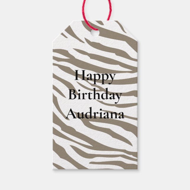 Creme Brown White Zebra Print Geschenkanhänger (Vorderseite)