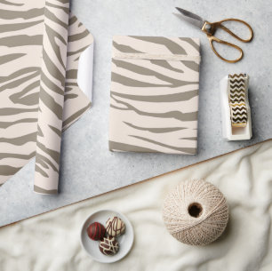 Creme Brown White Zebra Print Geschenkpapier