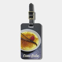 Creme brulae auf Tonschiefer mit Himbeere und Vani