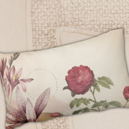 Creme & Burgund Minimalistisches Blumendesign Lendenkissen