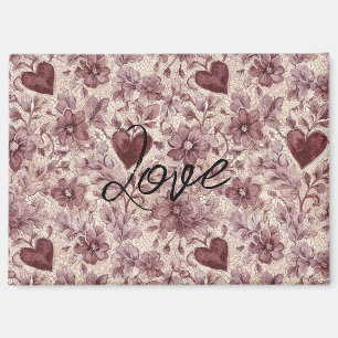 Creme Burgunderrote Herzen Blumen Magnet