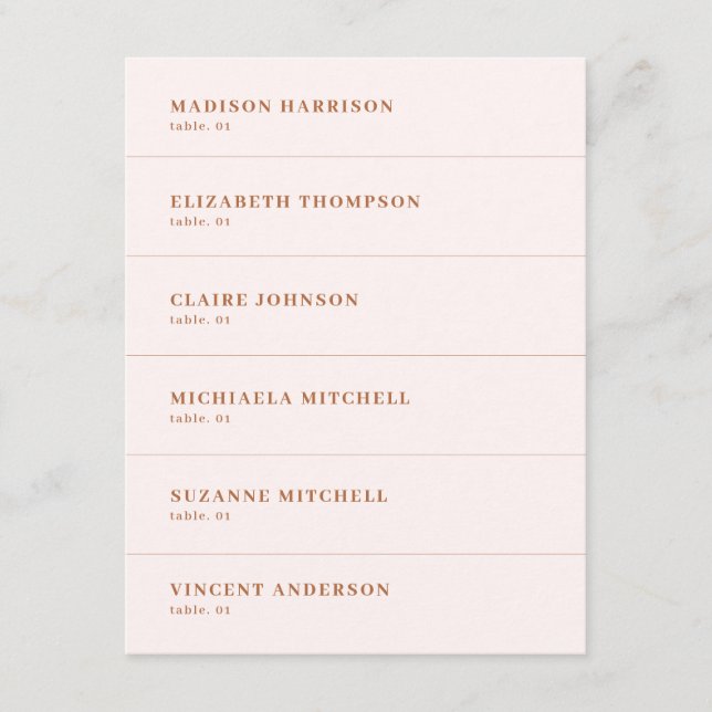 Crème Burnt Orange Terracotta Mariage Carte Place (Devant)