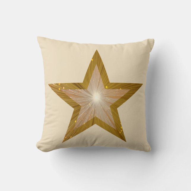 Crème carré "Gold" Star 'Text' jetant oreiller (Recto)