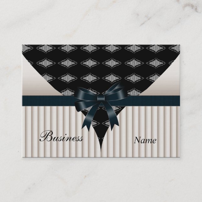 Crème carte de visite Beige Black Bow (Devant)