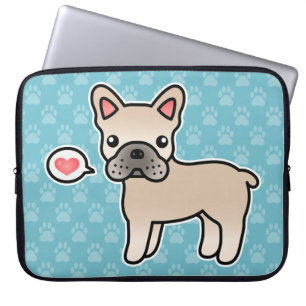 Creme Cartoon French Bulldog Liebe Laptopschutzhülle