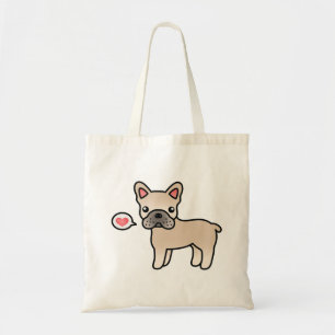 Creme Cartoon French Bulldog Liebe Tragetasche