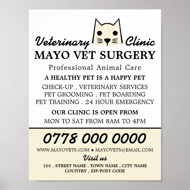 Creme Cat, Veterinary, Veterinary Service Advert Poster (Vorne)