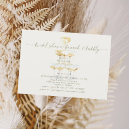 Creme Champagne Tower Brautparty Brunch Einladung