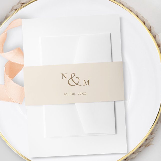 Creme Champagne und Gold Moderne einfache Hochzeit Einladungsbanderole (Von Creator hochgeladen)